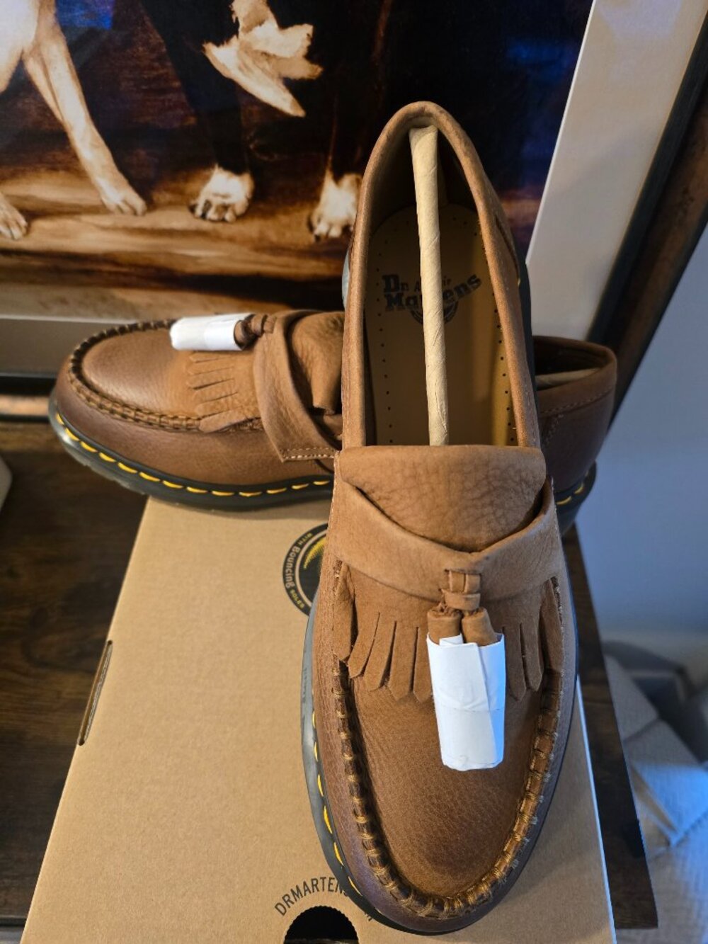 Dr. Martens Adrian YS Desert Brown Fringe Slip-On Loafers Men's US Sz 10 NEW